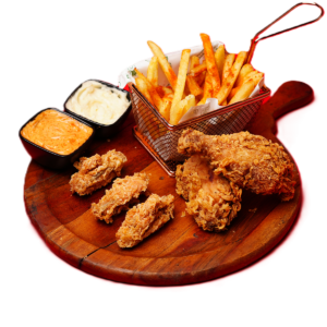 Broasted [2 pieces] with wings and Fries